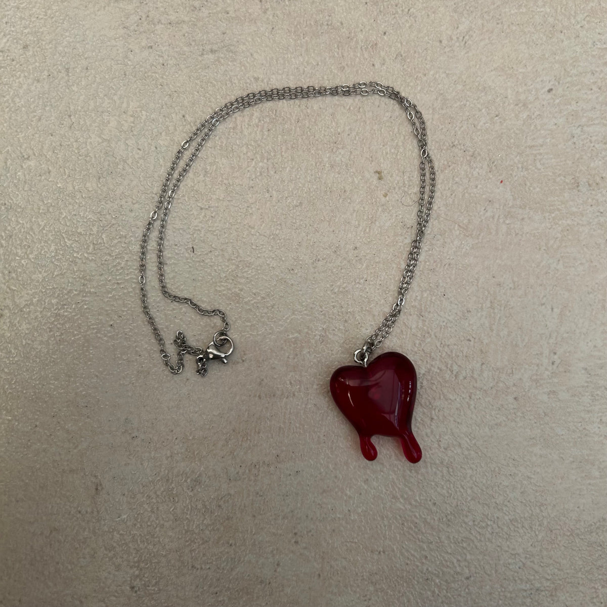 Red gory heart necklace