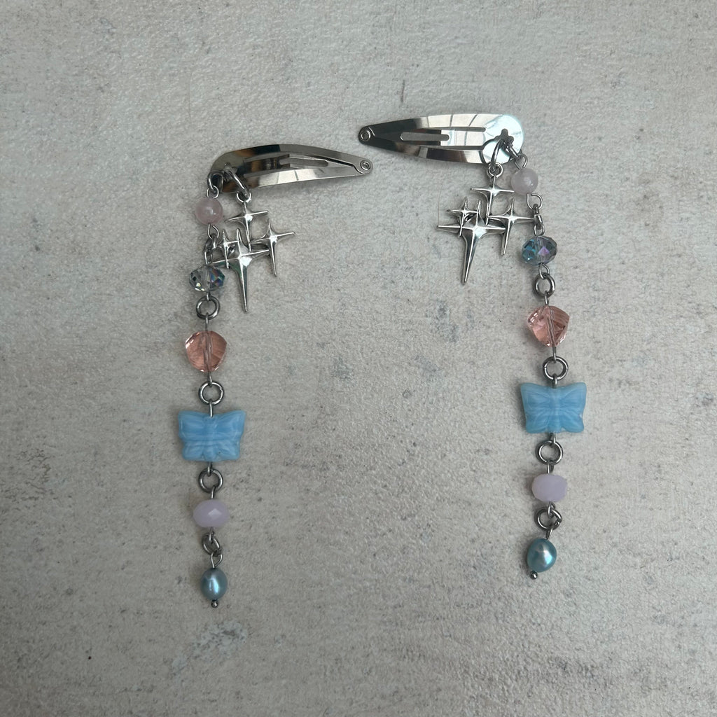 Pink & Blue snap hair clips