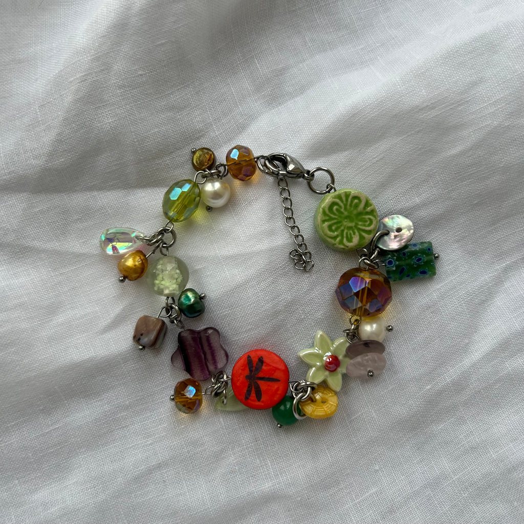 Nature ceramic and glass bracelet