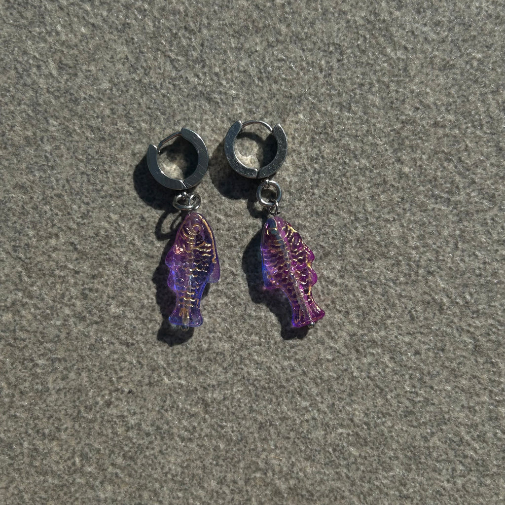 jelly blue & purple fish earrings