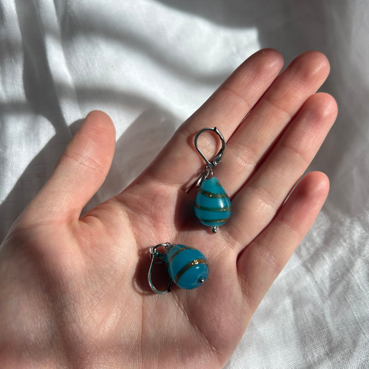 Blue glass lampwork earrings