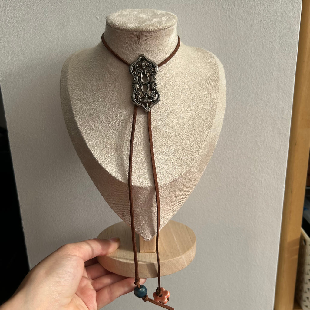 Ems' soft corded bolo tie beaded necklace