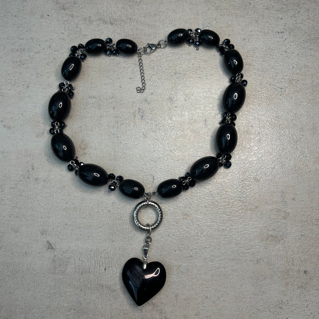 black heart statement necklace