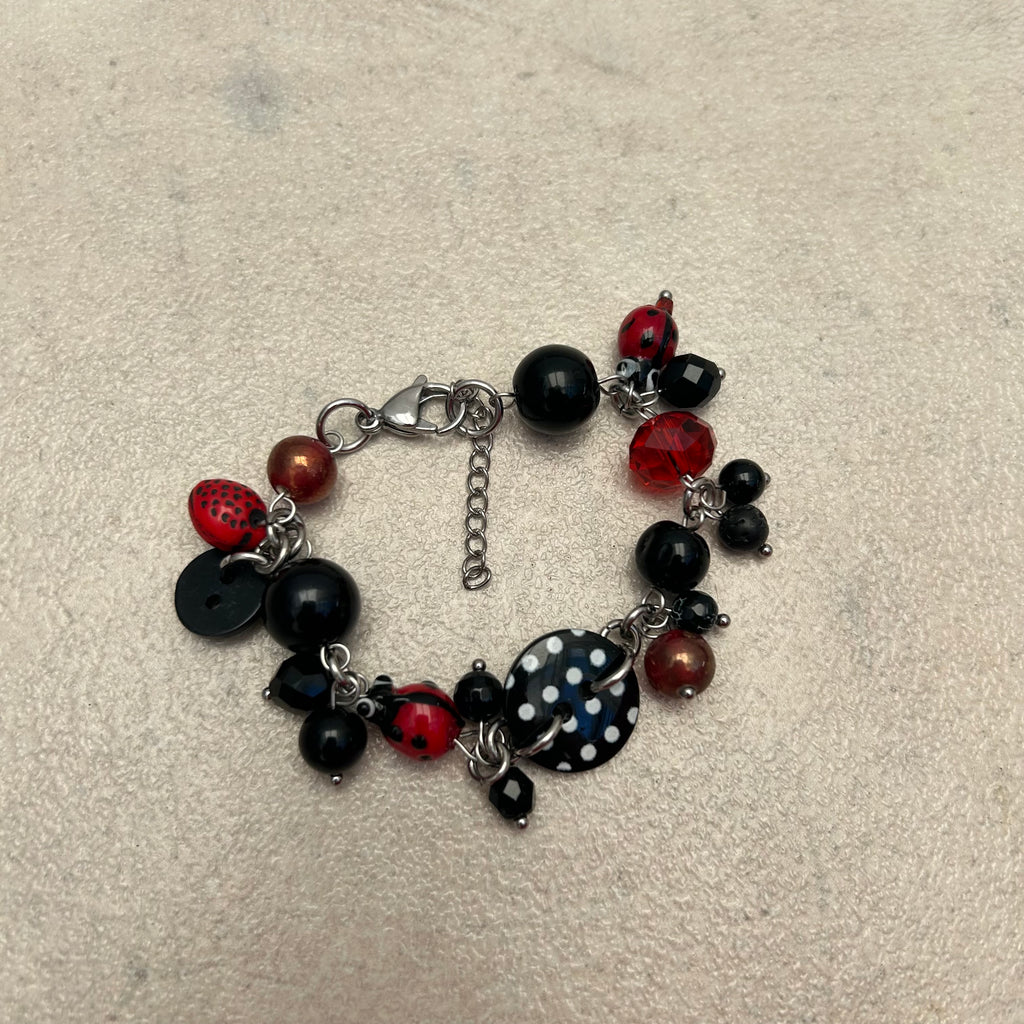 polka dot black and red bracelet