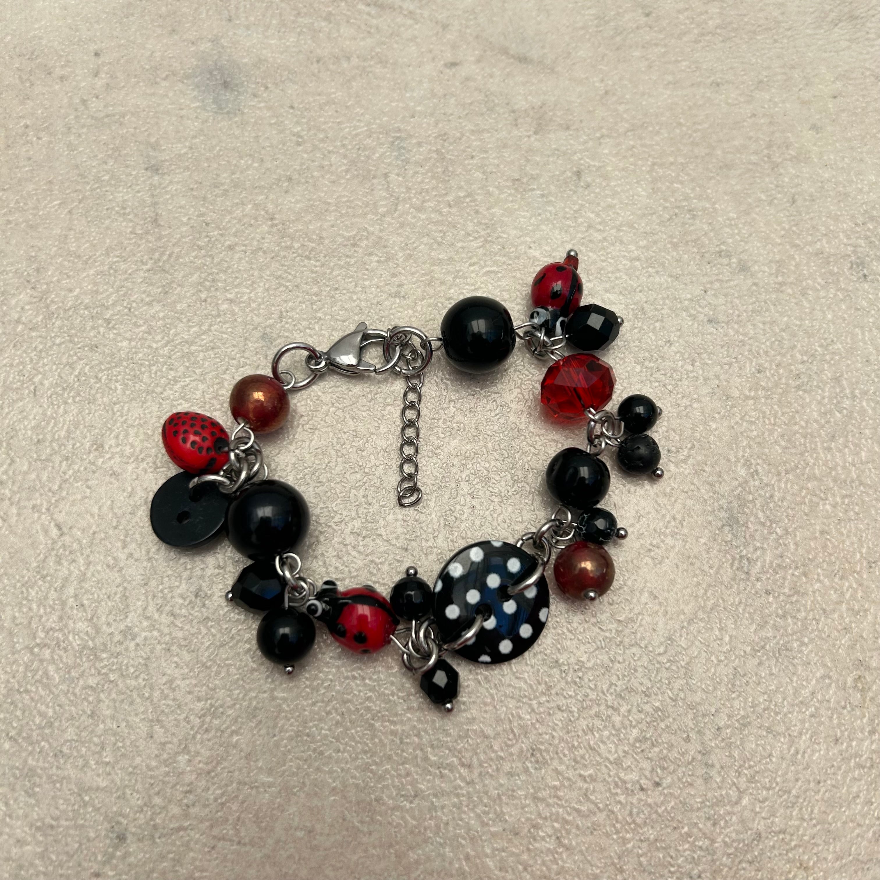 polka dot black and red bracelet