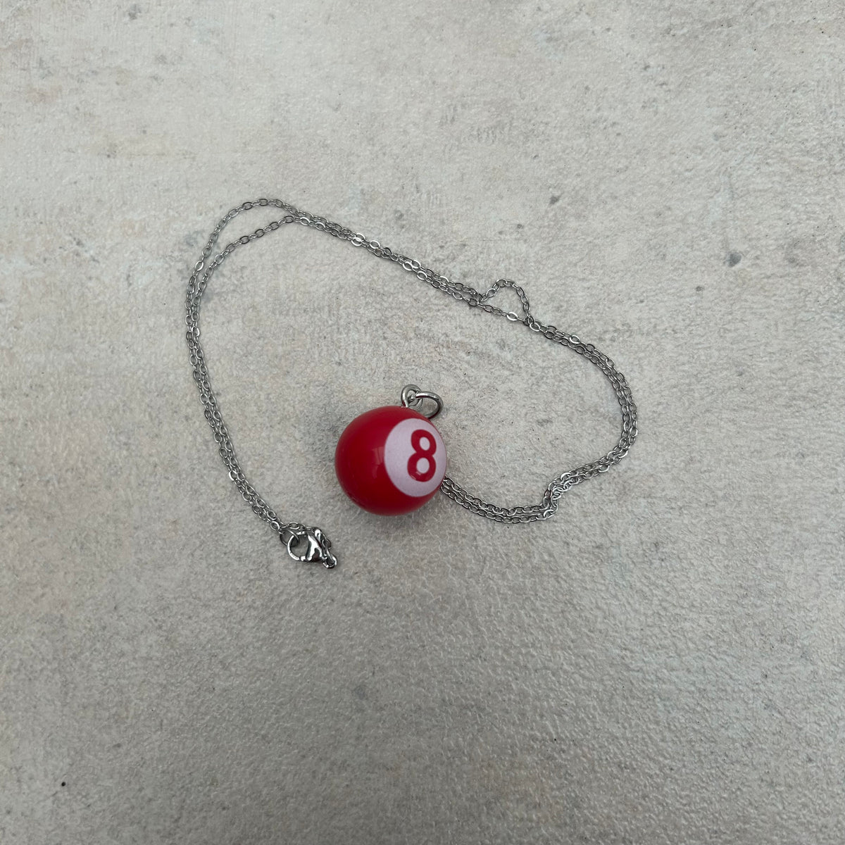 Red 8-ball pendant necklace