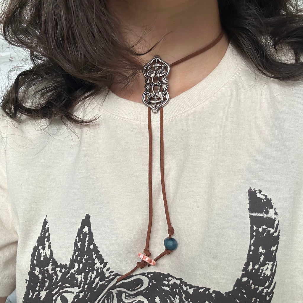 Ems' soft corded bolo tie beaded necklace