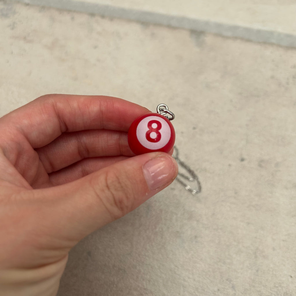 Red 8-ball pendant necklace