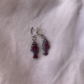 Blue on burgundy fish earrings