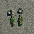 jelly dark green fish earrings