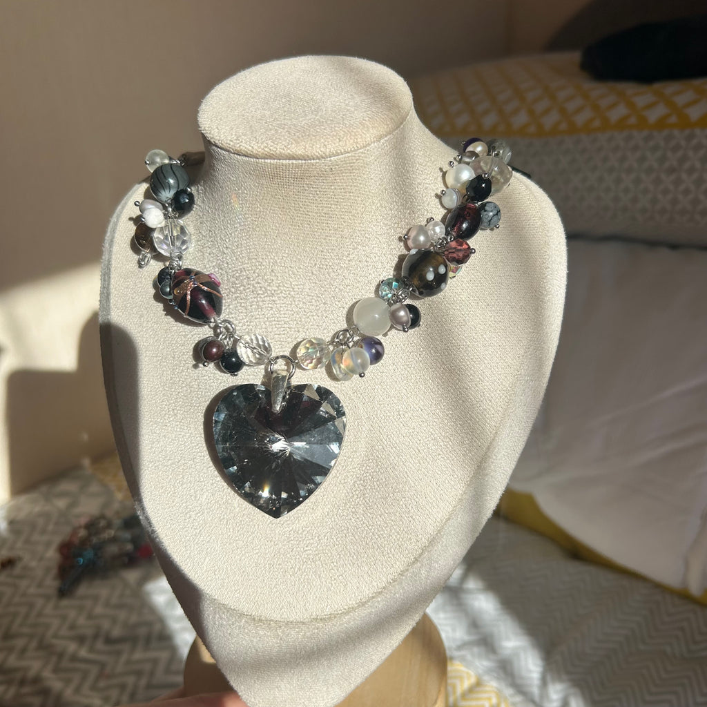 Glass lampwork cluster necklace