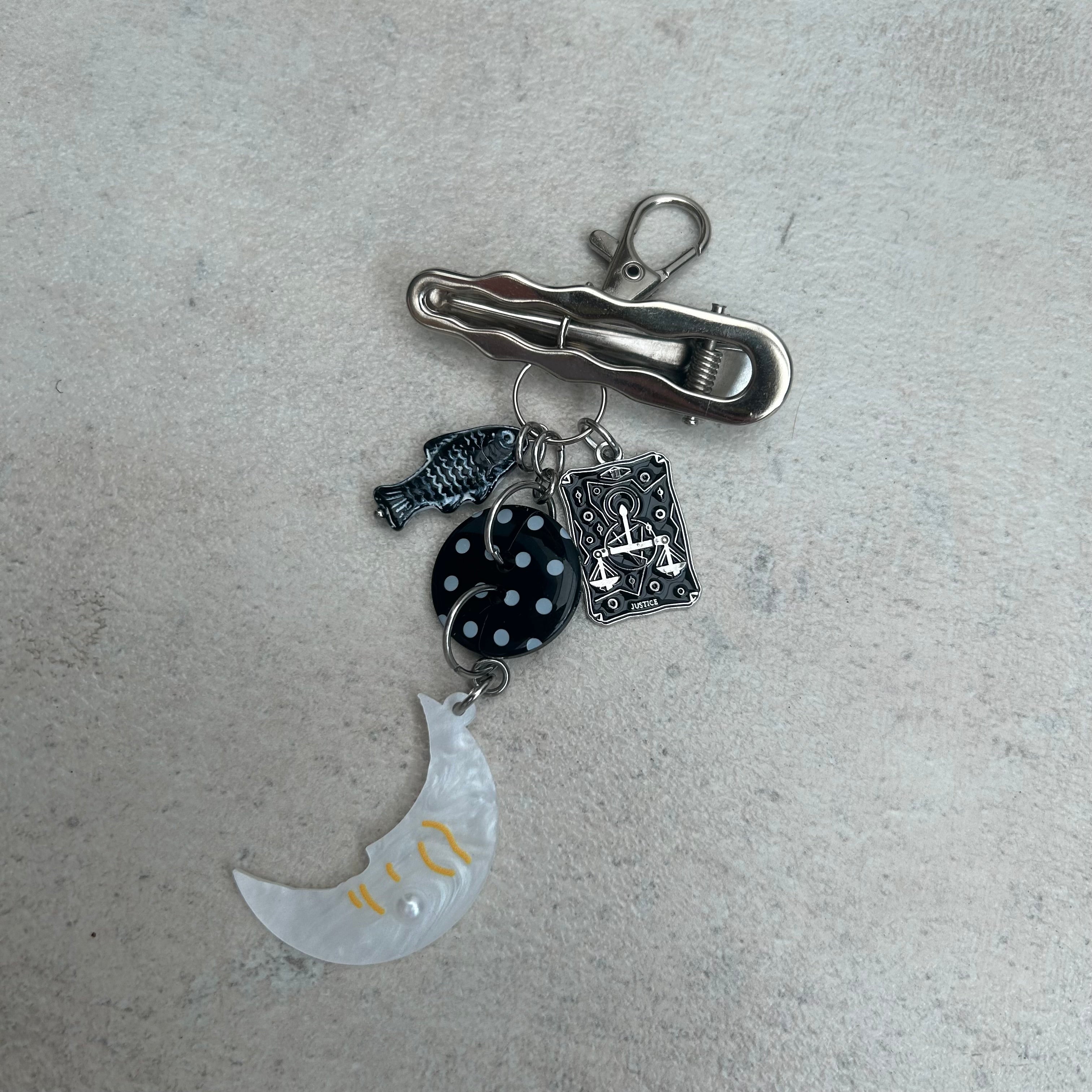Multi-use moon polka dot keyring