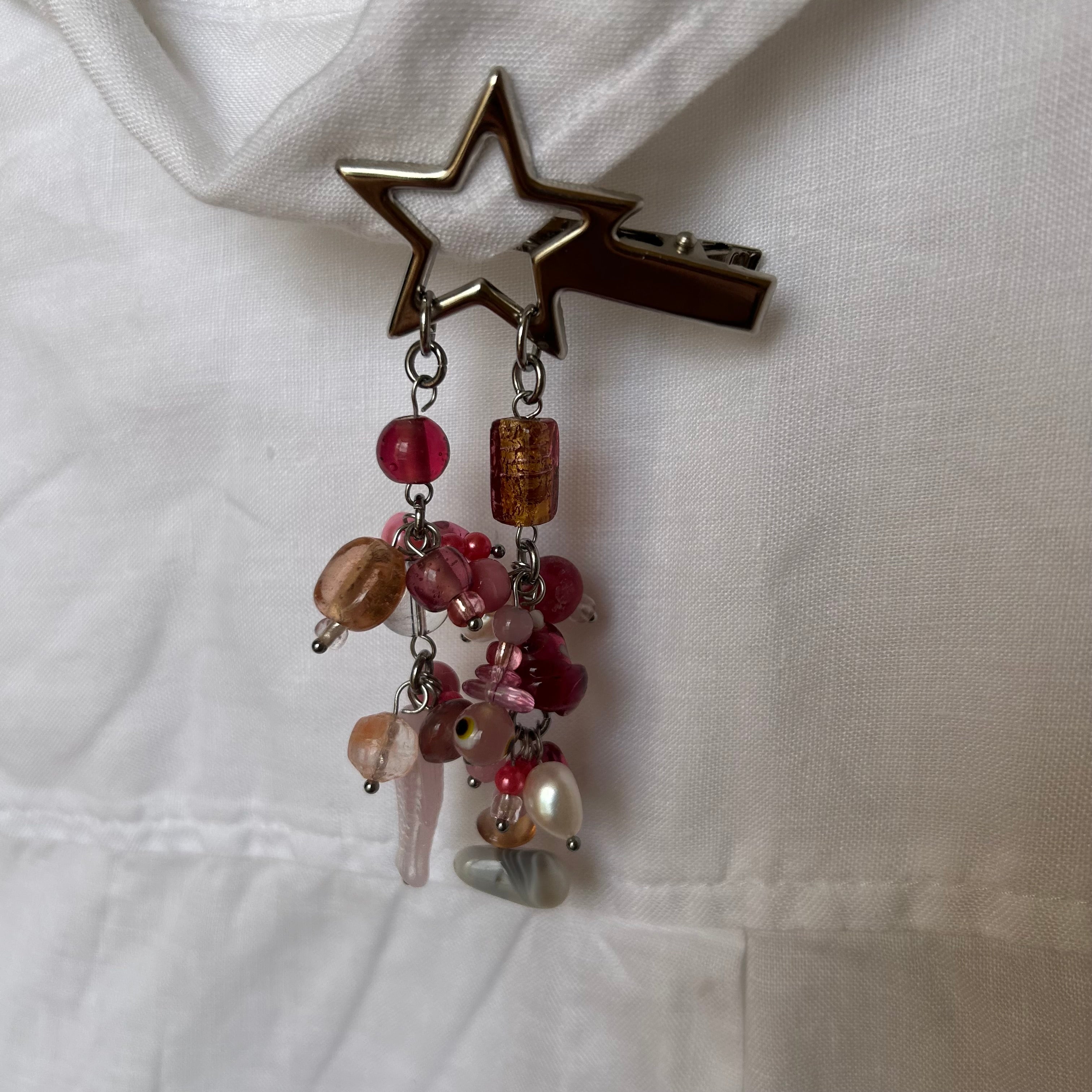 Pink cluster clutter fish star hairclip