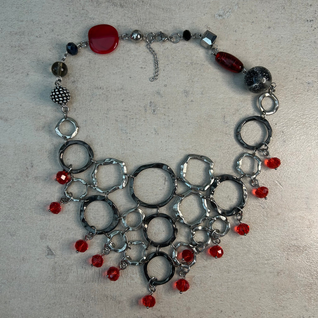Blood droplet web necklace