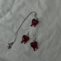Red gory heart necklace set