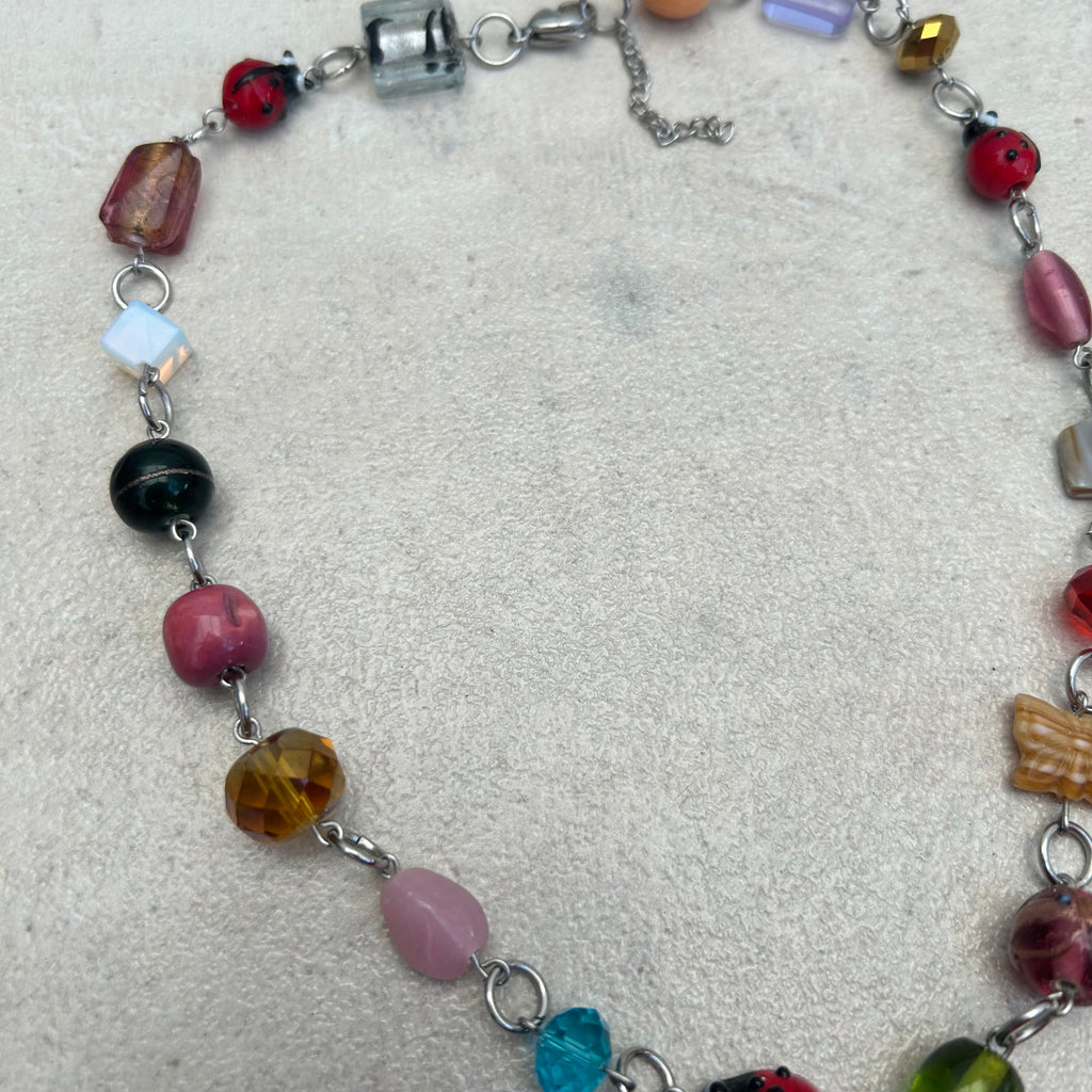 Glass beaded ladybug necklace
