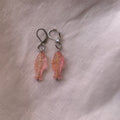 Gold on jelly pink fish earrings