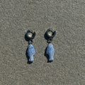chalk blue fish earrings