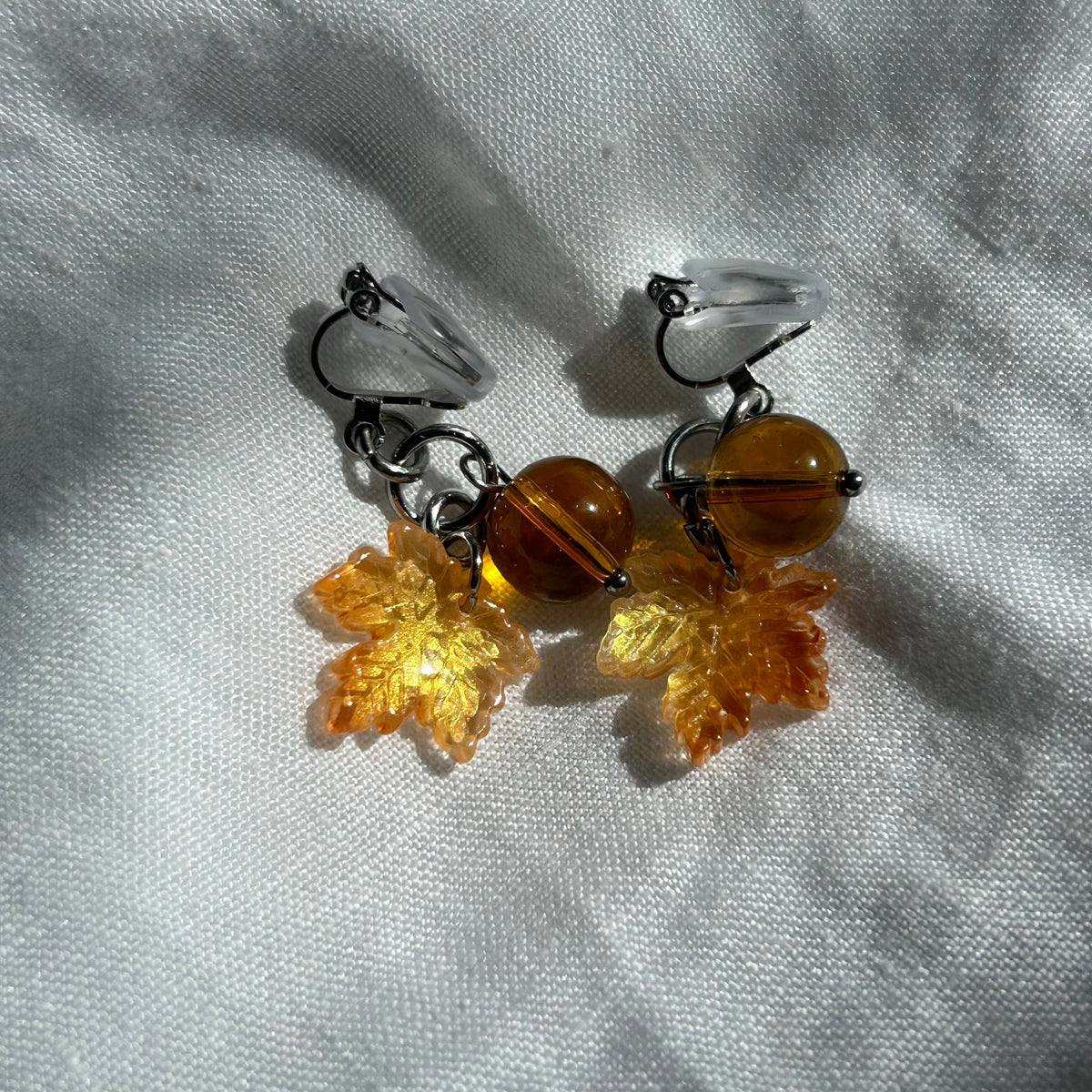 Clip on leaf earrings