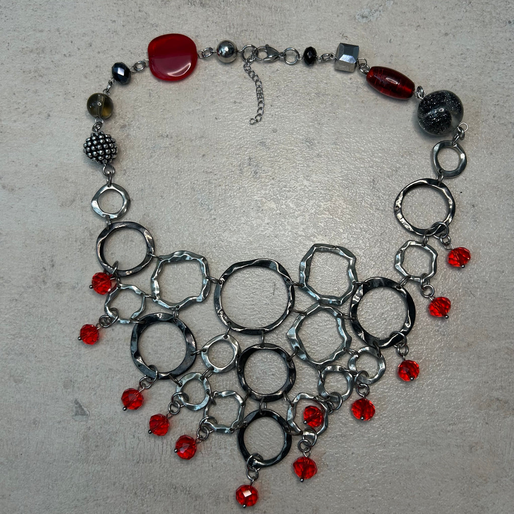 Blood droplet web necklace