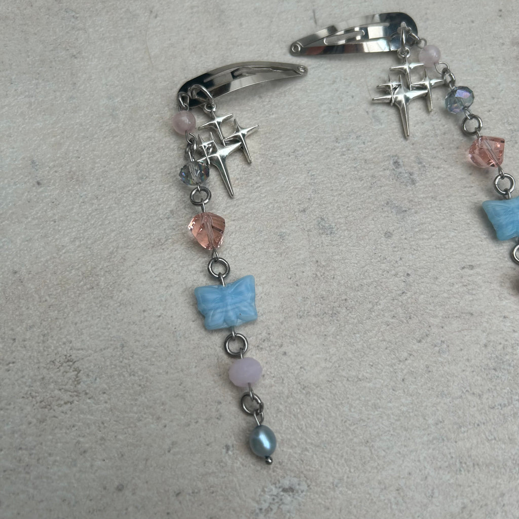 Pink & Blue snap hair clips