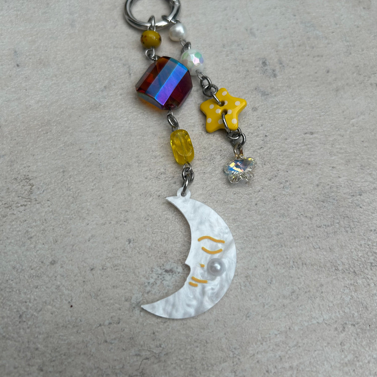 Moon charm keyring